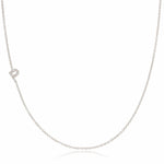 Maya Brenner Pavé Diamond Initial Necklace – P Charm in 14K White Gold, Cable Chain