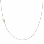 Maya Brenner Pavé Diamond Initial Necklace – S Charm in 14K White Gold, Cable Chain