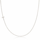 Pavé Diamond Initial Necklace by Maya Brenner – T in 14K White Gold on a Cable Chain