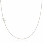 Pavé Diamond Initial Necklace by Maya Brenner – X in 14K White Gold on a Cable Chain