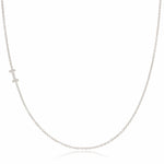 14K White Gold Pavé Diamond Initial Necklace, Letter I – Cable Chain | Maya Brenner