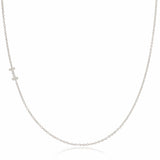 14K White Gold Pavé Diamond Initial Necklace, Letter I – Cable Chain | Maya Brenner