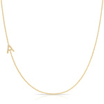 Pavé Diamond Initial Necklace by Maya Brenner – A in 14K Yellow Gold on a Bead Chain
