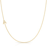 Pavé Diamond Initial Necklace by Maya Brenner – A in 14K Yellow Gold on a Bead Chain