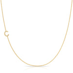 Pavé Diamond Initial Necklace by Maya Brenner – C in 14K Yellow Gold on a Bead Chain