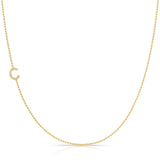 Pavé Diamond Initial Necklace by Maya Brenner – C in 14K Yellow Gold on a Bead Chain