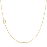 Pavé Diamond Initial Necklace by Maya Brenner – D in 14K Yellow Gold on a Bead Chain