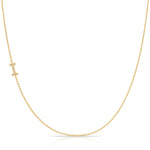 Pavé Diamond Initial Necklace by Maya Brenner – I in 14K Yellow Gold on a Bead Chain