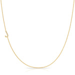 J Pavé Diamond Initial Necklace in 14K Yellow Gold on Bead Chain – Maya Brenner
