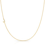 J Pavé Diamond Initial Necklace in 14K Yellow Gold on Bead Chain – Maya Brenner