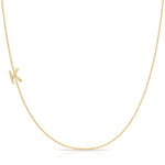 14K Yellow Gold Pavé Diamond Initial Necklace, Letter K – Bead Chain | Maya Brenner