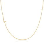 Maya Brenner Pavé Diamond Initial Necklace – L Charm in 14K Yellow Gold, Bead Chain