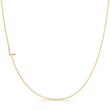 Maya Brenner Pavé Diamond Initial Necklace – L Charm in 14K Yellow Gold, Bead Chain