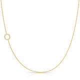 Maya Brenner Pavé Diamond Initial Necklace – O Charm in 14K Yellow Gold, Bead Chain