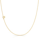 14K Yellow Gold Pavé Diamond Initial Necklace, Letter P – Bead Chain | Maya Brenner