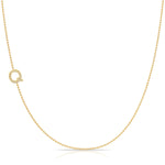 Q Pavé Diamond Initial Necklace in 14K Yellow Gold on Bead Chain – Maya Brenner