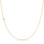 Maya Brenner Pavé Diamond Initial Necklace – T Charm in 14K Yellow Gold, Bead Chain