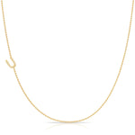 14K Yellow Gold Pavé Diamond Initial Necklace, Letter U – Bead Chain | Maya Brenner