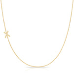 Pavé Diamond Initial Necklace by Maya Brenner – X in 14K Yellow Gold on a Bead Chain