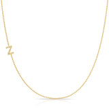 Pavé Diamond Initial Necklace by Maya Brenner – Z in 14K Yellow Gold on a Bead Chain