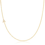 Maya Brenner Pavé Diamond Initial Necklace – A Charm in 14K Yellow Gold, Cable Chain
