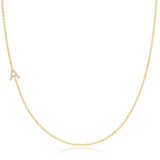 Maya Brenner Pavé Diamond Initial Necklace – A Charm in 14K Yellow Gold, Cable Chain