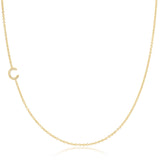 Pavé Diamond Initial Necklace by Maya Brenner – C in 14K Yellow Gold on a Cable Chain