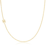 14K Yellow Gold Pavé Diamond Initial Necklace, Letter H – Cable Chain | Maya Brenner