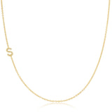 14K Yellow Gold Pavé Diamond Initial Necklace, Letter S – Cable Chain | Maya Brenner