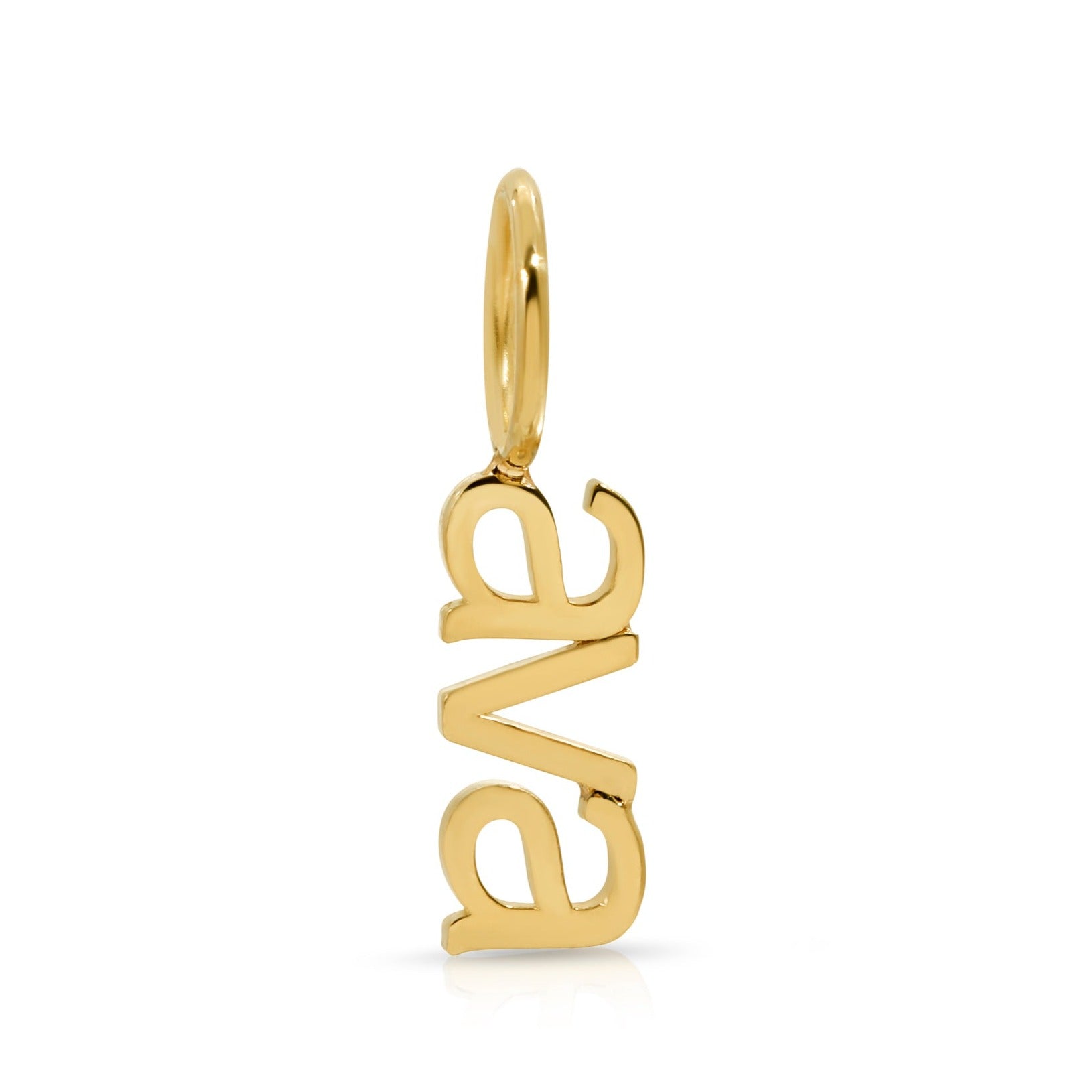 ava small letter charm vertical nameplate in gold 