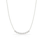 A Birthstone Arc Layering Necklace – White Gold in Diamond – April on a white background.