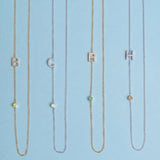 Pavé Monogram Necklace with Birthstone - Emerald