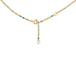 The back of a Confetti Necklace - blue on a white background. 