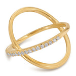 A Criss-Cross Diamond Daze Ring in yellow gold on a white background. 