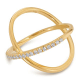 A Criss-Cross Diamond Daze Ring in yellow gold on a white background. 
