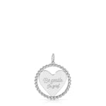 A sterling silver Be Gentle in Grief Necklace pendant on a white background. 