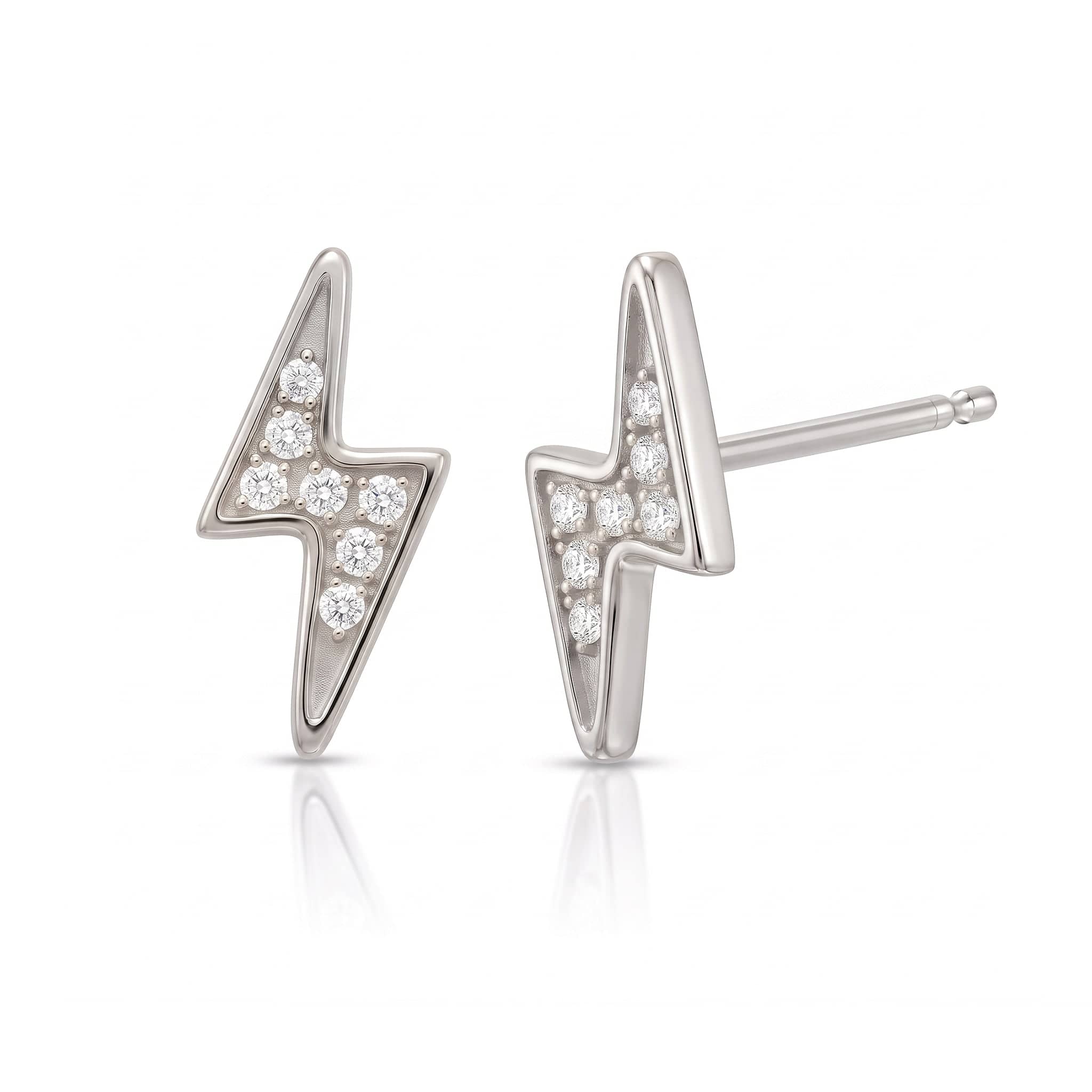 Pavé Charm Stud - Lightning Bolt