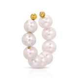 Maya Brenner Halo Pearl Ear Cuff — 14k gold ear cuff with nine freshwater pearls in a curved halo design, no piercing required