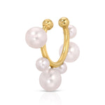 Maya Brenner Orbit Pearl Ear Cuff — 14k gold ear cuff with mixed size freshwater pearls in a sculptural graduated design, no piercing required