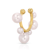Maya Brenner Orbit Pearl Ear Cuff — 14k gold ear cuff with mixed size freshwater pearls in a sculptural graduated design, no piercing required