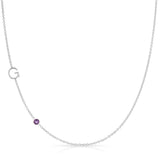 Monogram Necklace with Birthstone - Amethyst