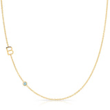 Monogram Necklace with Birthstone - Aquamarine