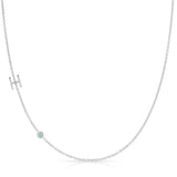 Monogram Necklace with Birthstone - Aquamarine