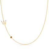 Monogram Necklace with Birthstone - Citrine