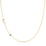 Monogram Necklace with Birthstone - Emerald