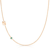 Monogram Necklace with Birthstone - Emerald