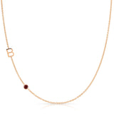 Monogram Necklace with Birthstone - Garnet