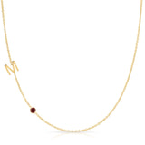 Monogram Necklace with Birthstone - Garnet