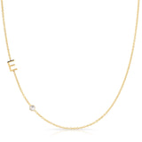 Monogram Necklace with Birthstone - Moonstone