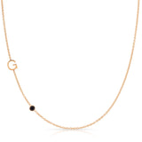 Monogram Necklace with Birthstone - Onyx